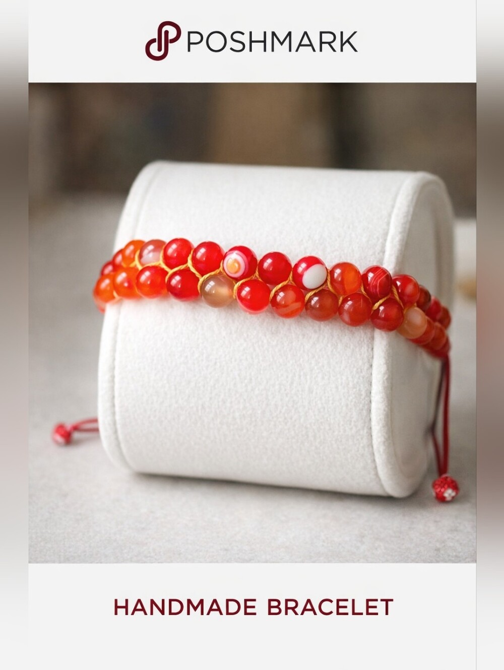 Crimson Agate Energy Bracelet — Handmade Gemstone Healing Jewelry  104